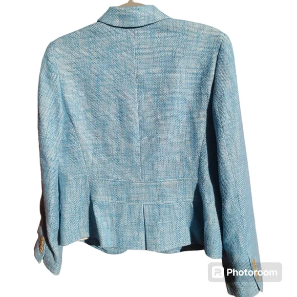🔥Talbots Blazer Blue Tweed Jacket Women Size 10 NWT linen cotton blend - Picture 4 of 17